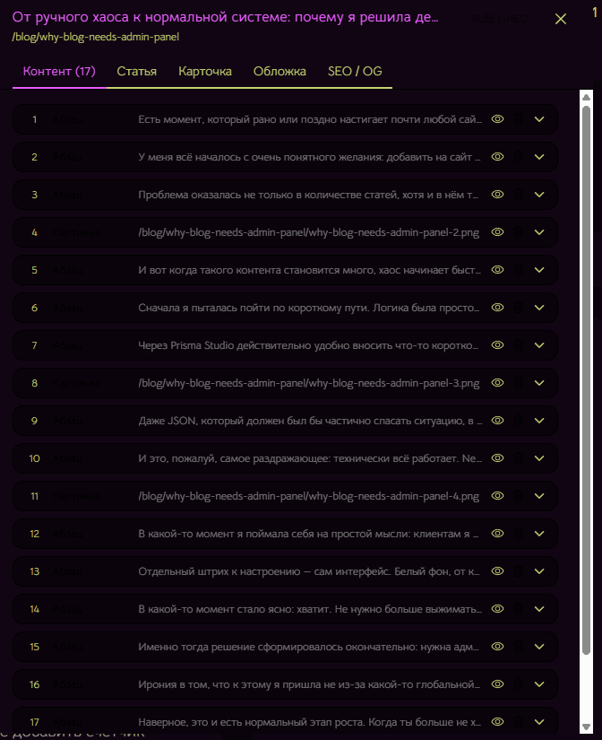 Почему блогу нужна собственная админка