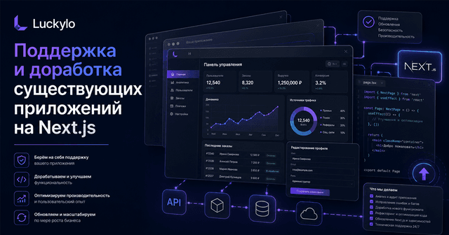Поддержка и доработка существующих приложений на Next.js компанией Luckylo
